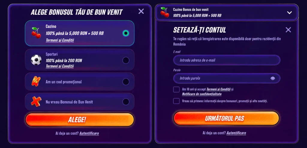 Înregistrare pas cu pas la Zinx Casino